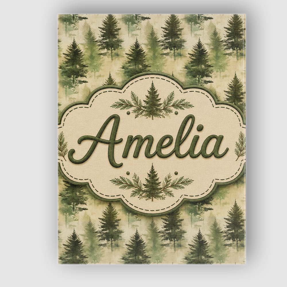 Personalised Name Soft Watercolour Evergreen Custom Bespoke  Contemporary Display Canvas Wall Art Print Decor Picture Ready to Hang