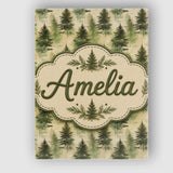 Personalised Name Soft Watercolour Evergreen Custom Bespoke  Contemporary Display Canvas Wall Art Print Decor Picture Ready to Hang