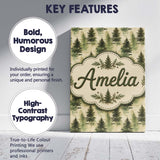 Personalised Name Soft Watercolour Evergreen Custom Bespoke  Contemporary Display Canvas Wall Art Print Decor Picture Ready to Hang