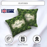Custom Name Lush Pine Needle with Detailed Evergreen Branches on Square Filled Cushion Throw Pillow Sofa Bed Home Decor Zip Washable UK Made