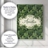 Personalised Name Lush Green Pine Needle Custom  Unique Gift Idea Elegant Feature Canvas Wall Art Print Decor Picture Ready to Hang
