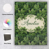 Personalised Name Lush Green Pine Needle Custom  Unique Gift Idea Elegant Feature Canvas Wall Art Print Decor Picture Ready to Hang