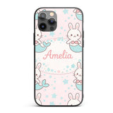 Cute Bunny Mermaid Cartoon Animal Printed Design Custom Name Protective Phone Case Mobile Cover Durable Everyday Smartphone Shock Resistant