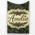 Dark Evergreen Fir Branch Pattern with Dense Foliage on Black Lovely  Personalised Custom Name Super Soft Fleece Blanket Bed Sofa Throw
