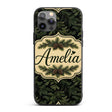 Dark Evergreen Fir Branch Pattern with Dense Custom Name Protective Phone Case Mobile Cover Durable Everyday Smartphone Shock Resistant