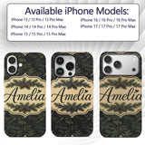 Dark Evergreen Fir Branch Pattern with Dense Custom Name Protective Phone Case Mobile Cover Durable Everyday Smartphone Shock Resistant
