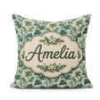 Custom Name Botanical Pine with White Blossoms and Birds on Soft Square Filled Cushion Throw Pillow Sofa Bed Home Decor Zip Washable UK Made