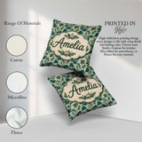 Custom Name Botanical Pine with White Blossoms and Birds on Soft Square Filled Cushion Throw Pillow Sofa Bed Home Decor Zip Washable UK Made