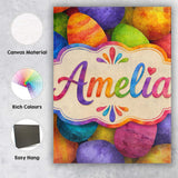Personalised Name Bright Watercolour Easter Custom  Bespoke Interior Contemporary Canvas Wall Art Print Decor Picture Ready to Hang