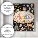 Personalised Name Cute Woodland Animals Custom  Modern Room Accent Elegant Feature Canvas Wall Art Print Decor Picture Ready to Hang