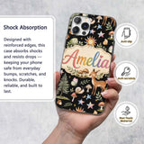 Cute Woodland Animals with Deer Owl Mushrooms and Custom Name Protective Phone Case Mobile Cover Durable Everyday Smartphone Shock Resistant