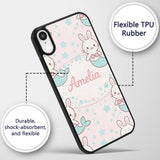 Cute Bunny Mermaid Cartoon Animal Printed Design Custom Name Protective Phone Case Mobile Cover Durable Everyday Smartphone Shock Resistant