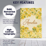 Personalised Name Yellow and Green Autumn Custom  Unique Gift Idea Elegant Feature Canvas Wall Art Print Decor Picture Ready to Hang