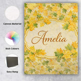 Personalised Name Yellow and Green Autumn Custom  Unique Gift Idea Elegant Feature Canvas Wall Art Print Decor Picture Ready to Hang