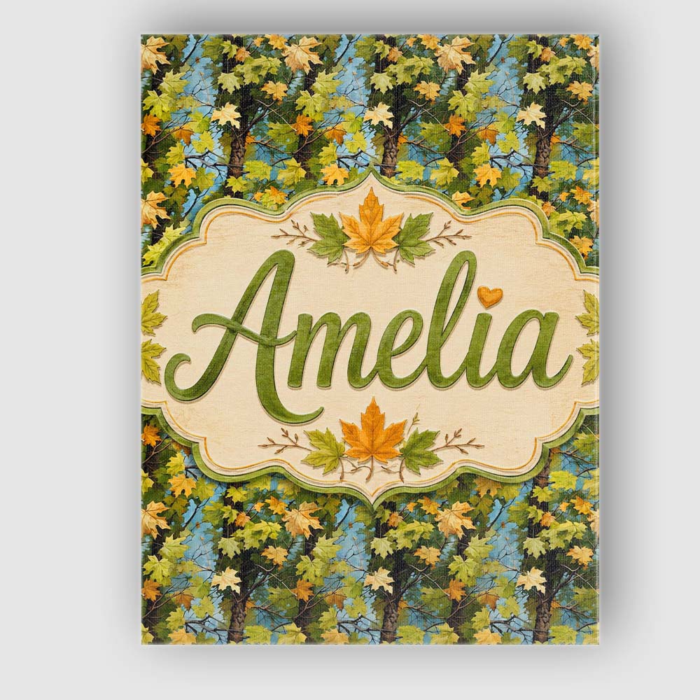 Personalised Name Autumn Tree Branch Custom Premium Decorative Design Modern Room Accent Canvas Wall Art Print Decor Picture Ready to Hang