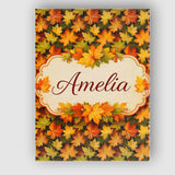 Personalised Name Vibrant Autumn Leaf Custom Modern Room Accent Creative Decorator Style Canvas Wall Art Print Decor Picture Ready to Hang