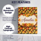 Personalised Name Vibrant Autumn Leaf Custom Modern Room Accent Creative Decorator Style Canvas Wall Art Print Decor Picture Ready to Hang