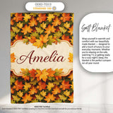 Vibrant Autumn Leaf Pattern with Mixed Maple Leaves on Dark Lovely  Personalised Custom Name Super Soft Fleece Blanket Bed Sofa Throw