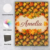 Personalised Name Vibrant Autumn Leaf Custom Modern Room Accent Creative Decorator Style Canvas Wall Art Print Decor Picture Ready to Hang