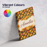 Personalised Name Vibrant Autumn Leaf Custom Modern Room Accent Creative Decorator Style Canvas Wall Art Print Decor Picture Ready to Hang