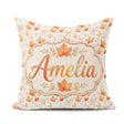 Custom Name Soft Maple Leaves in Beige and Warm Orange on Light Square Filled Cushion Throw Pillow Sofa Bed Home Decor Zip Washable UK Made