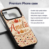 Autumn Maple Leaves in Red Brown and Beige Tones Custom Name Protective Phone Case Mobile Cover Durable Everyday Smartphone Shock Resistant