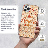 Autumn Maple Leaves in Red Brown and Beige Tones Custom Name Protective Phone Case Mobile Cover Durable Everyday Smartphone Shock Resistant