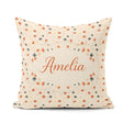 Custom Name Small Stylised Autumn Leaves in Red and Dark Teal on Square Filled Cushion Throw Pillow Sofa Bed Home Decor Zip Washable UK Made