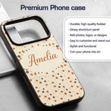 Small Stylised Autumn Leaves in Red and Dark Teal Custom Name Protective Phone Case Mobile Cover Durable Everyday Smartphone Shock Resistant