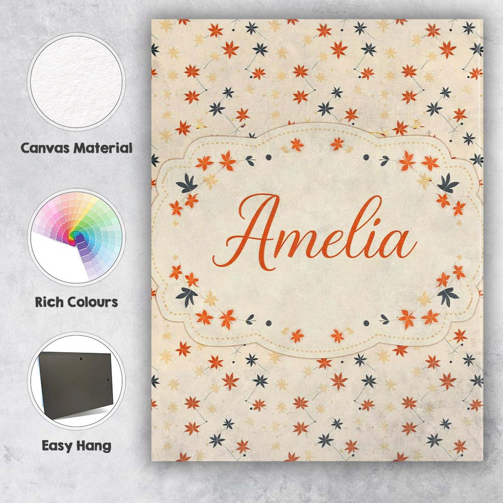 Personalised Name Small Stylised Autumn Custom  Modern Room Accent Elegant Feature Canvas Wall Art Print Decor Picture Ready to Hang