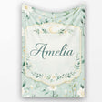 Green Floral Moon Seamless Pattern Charming  Decor Lovely  Personalised Custom Name Super Soft Fleece Blanket Bed Sofa Throw