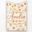 Neutral Autumn Maple Leaves in Soft Beige and Orange Tones on Light  Personalised Custom Name Super Soft Fleece Blanket Bed Sofa Throw