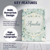 Personalised Name Green Floral Moon Seamless Pattern Charming Custom  Home Unique Canvas Wall Art Print Decor Picture Ready to Hang