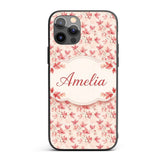 Blush Pink Maple Leaf Branches on Soft Cream Custom Name Protective Phone Case Mobile Cover Durable Everyday Smartphone Shock Resistant