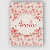 Personalised Name Blush Pink Maple Leaf Custom  Modern Room Accent Elegant Feature Canvas Wall Art Print Decor Picture Ready to Hang