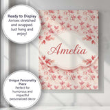 Personalised Name Blush Pink Maple Leaf Custom  Modern Room Accent Elegant Feature Canvas Wall Art Print Decor Picture Ready to Hang