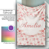 Blush Pink Maple Leaf Branches on Soft Cream Background Lovely  Personalised Custom Name Super Soft Fleece Blanket Bed Sofa Throw