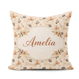 Custom Name Style Autumn in Muted Brown and Taupe Tones on Cream Square Filled Cushion Throw Pillow Sofa Bed Home Decor Zip Washable UK Made