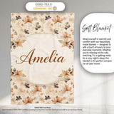 Vintage Style Autumn Leaves in Muted Brown and Taupe Tones on Cream  Personalised Custom Name Super Soft Fleece Blanket Bed Sofa Throw