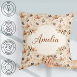 Custom Name Style Autumn in Muted Brown and Taupe Tones on Cream Square Filled Cushion Throw Pillow Sofa Bed Home Decor Zip Washable UK Made