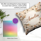 Custom Name Style Autumn in Muted Brown and Taupe Tones on Cream Square Filled Cushion Throw Pillow Sofa Bed Home Decor Zip Washable UK Made