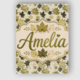 Personalised Name Green and Cream Maple Custom  Modern Room Accent Elegant Feature Canvas Wall Art Print Decor Picture Ready to Hang