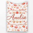 Rich Autumn Leaves in Deep Orange and Dark Green with Berry Detail  Personalised Custom Name Super Soft Fleece Blanket Bed Sofa Throw