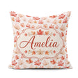 Custom Name Rich Autumn Leaves in Deep and Dark Green with Berry Square Filled Cushion Throw Pillow Sofa Bed Home Decor Zip Washable UK Made