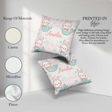 Custom Name Cute Bunny Mermaid Cartoon Animal Pattern Everyday Square Filled Cushion Throw Pillow Sofa Bed Home Decor Zip Washable UK Made