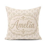 Custom Name Decorative Fleur de Lis in Navy Red and Gold on Warm Square Filled Cushion Throw Pillow Sofa Bed Home Decor Zip Washable UK Made