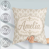 Custom Name Decorative Fleur de Lis in Navy Red and Gold on Warm Square Filled Cushion Throw Pillow Sofa Bed Home Decor Zip Washable UK Made
