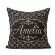 Custom Name Classic Aged Fleur de Lis in Beige Tones on Textured Square Filled Cushion Throw Pillow Sofa Bed Home Decor Zip Washable UK Made