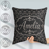 Custom Name Classic Aged Fleur de Lis in Beige Tones on Textured Square Filled Cushion Throw Pillow Sofa Bed Home Decor Zip Washable UK Made