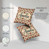 Custom Name Classic Red Fleur de with Decorative Floral Motif on Square Filled Cushion Throw Pillow Sofa Bed Home Decor Zip Washable UK Made